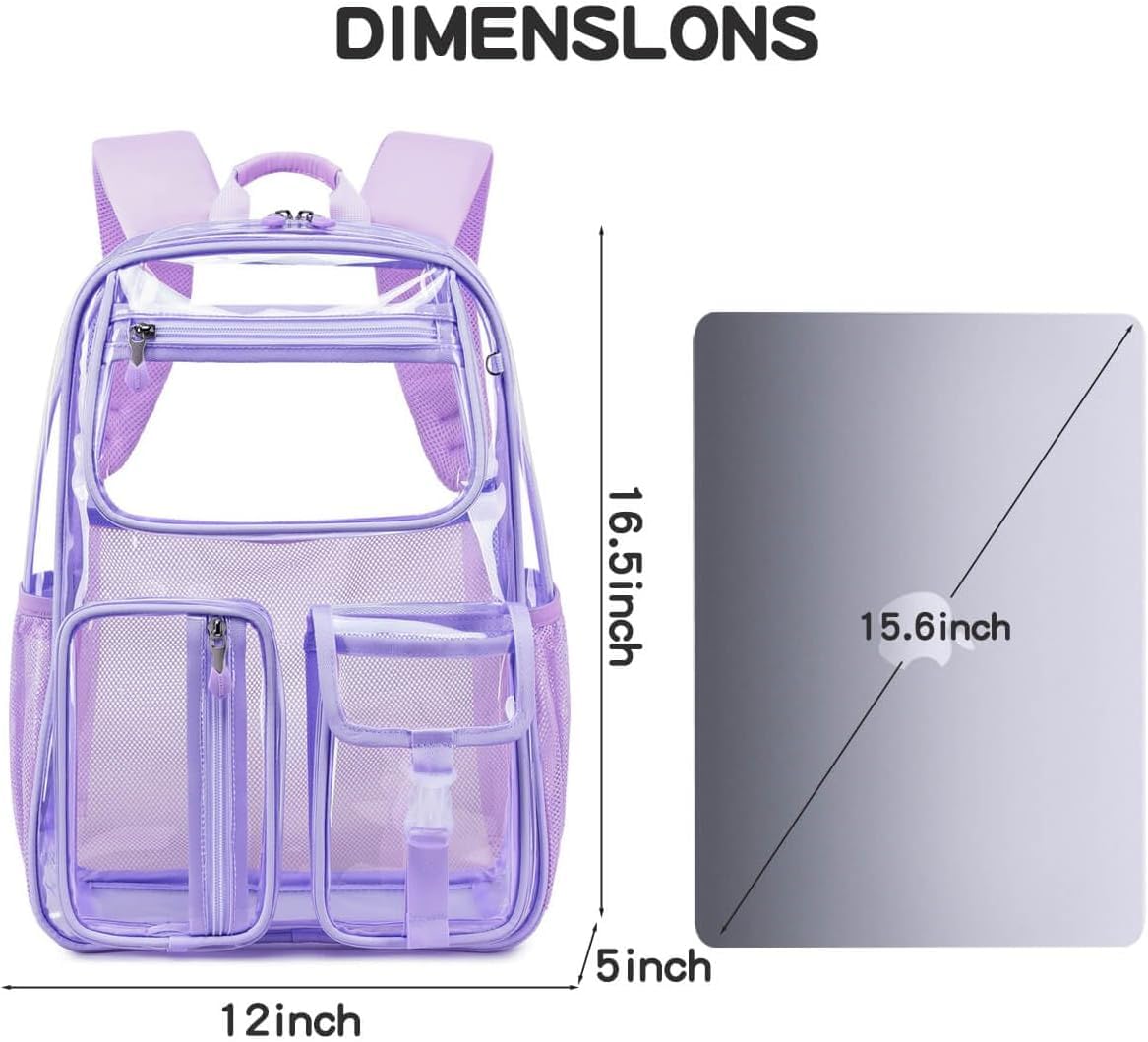 Zaino trasparente resistente, 41,9 x 30,5 x 12,7 cm, in TPU, grande capacità, per eventi sportivi, viaggi