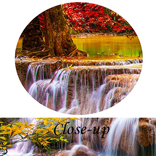 Kreative Arts 7942 Canvas Print For Living Room Decoration Stretched 5 Panels Green Dreamlike Waterfall Painting Wall Art Picture Print thumb #4