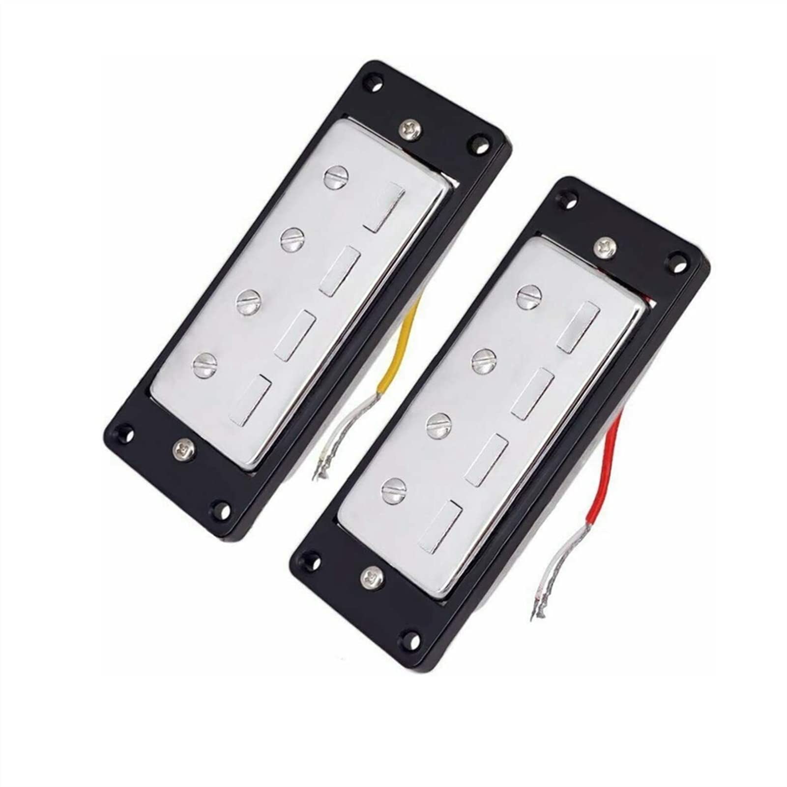 1 Set Guitar Pickups Mini 4 String Bass Guitar Humbucker Pickups Z Czarnym Pierścieniem Chrome Odbiór gitary elektrycznej