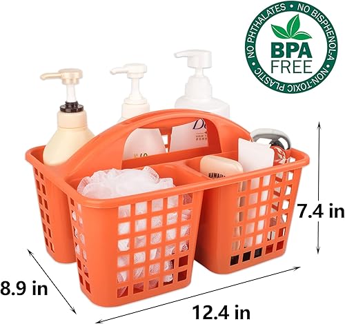 Miniatura 16 de JiatuA Cesta de ducha portátil con compartimentos, organizador de suministros de limpieza con asa, almacenamiento de plástico, contenedor de Negro