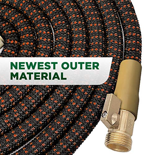 Expandable Garden Hose Kit 50-100 ft - Superior Strength 3750D - 4-Layers Latex, Extra-Strong Brass Connector- 10-Way Durable Zinc Water Spray Nozzle 2 Way Pocket Flexible Splitter (100FT ONLY) - Thumbnail 7