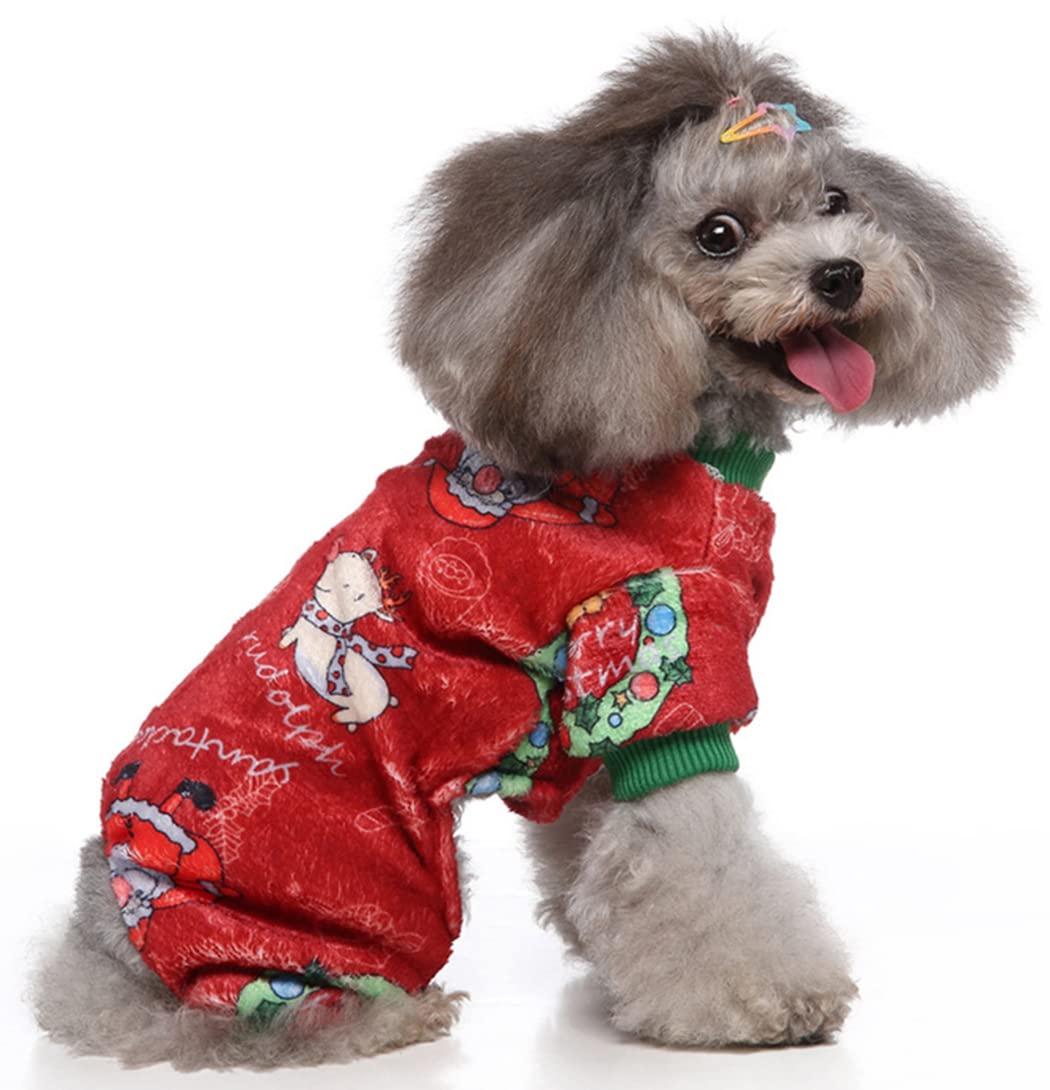 XIAOYU Christmas Dog Pajamas, Soft, Warm, for Pets Cat Clothing, Winter Holiday, Costumes for Small Dogs and Cats Christmas Circle, L - Image 4