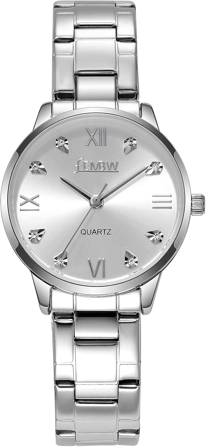 FEMBW Womens Analog Quartz Wrist Watch Steel Bracelet Light Golden Mild Luxury Bussiness Watch