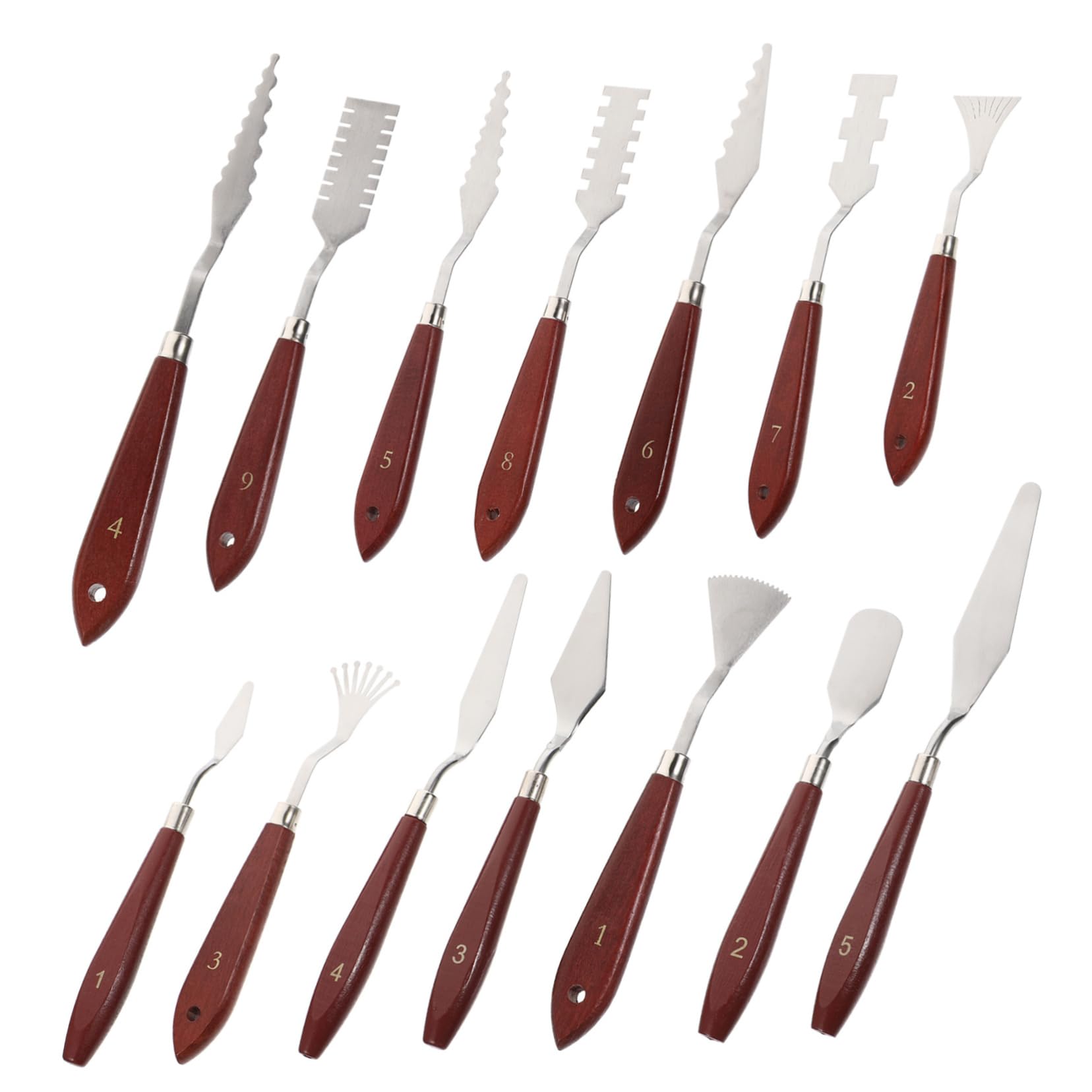 Homoyoyo 14 pièces Kit Spatules à Palette Acier Inoxydable avec Manche Outil Flexible pour Mélange de Couleurs et Peinture à Huile Adapté Aux Toiles et Acryliques