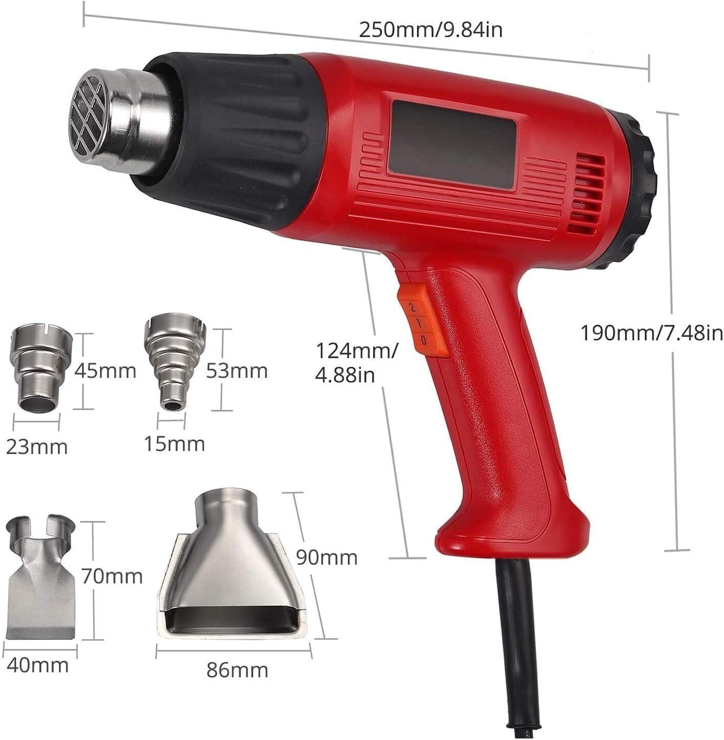 Opalarka o zmiennej temperaturze 1800 W z 2 ustawieniami prędkości, zabezpieczeniem przed przeciążeniem, zaciskami termokurczliwymi