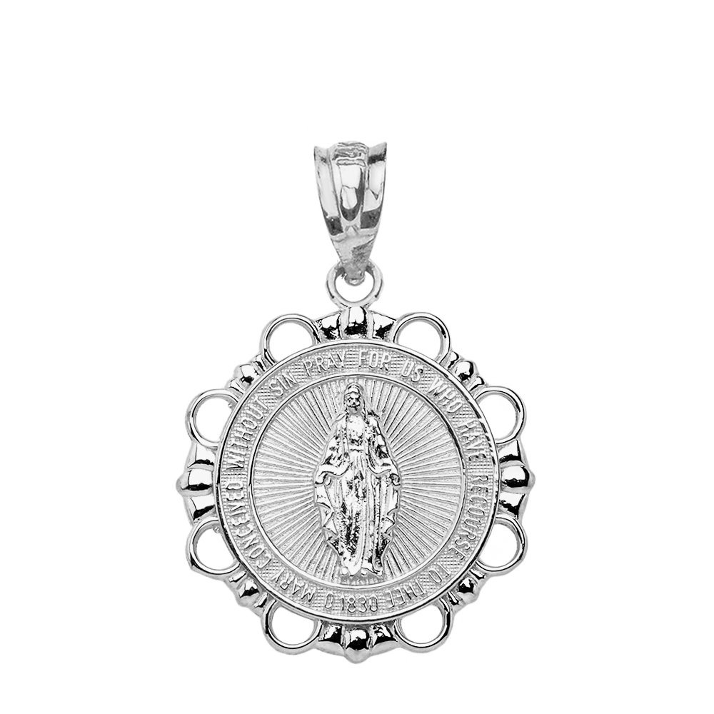 Claddagh GoldReligious Jewelry 925 Sterling Silver Miraculous Medal Of Blessed Virgin Mary Round Pendant