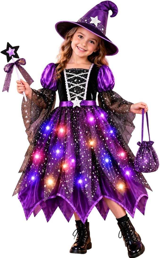 4Pcs Halloween Costumes for Kids Witch Costume Kids Cosplay Costume Girl — image 1