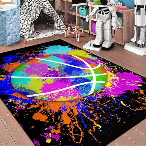 Basketball Boys Rug - Graffiti Basketball Rug for Boys Room Sports Carpet Rugs, 4.5x6 Feet