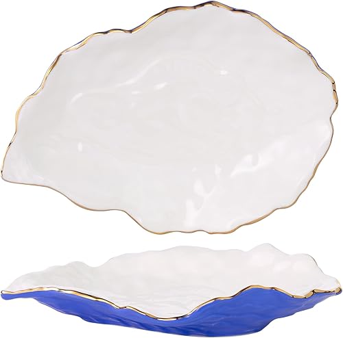 Lilly Pulitzer Juego de 2 platos de cerámica para aperitivo de concha marina de 6 pulgadas, platos únicos para cocina del hogar, conchas azules y