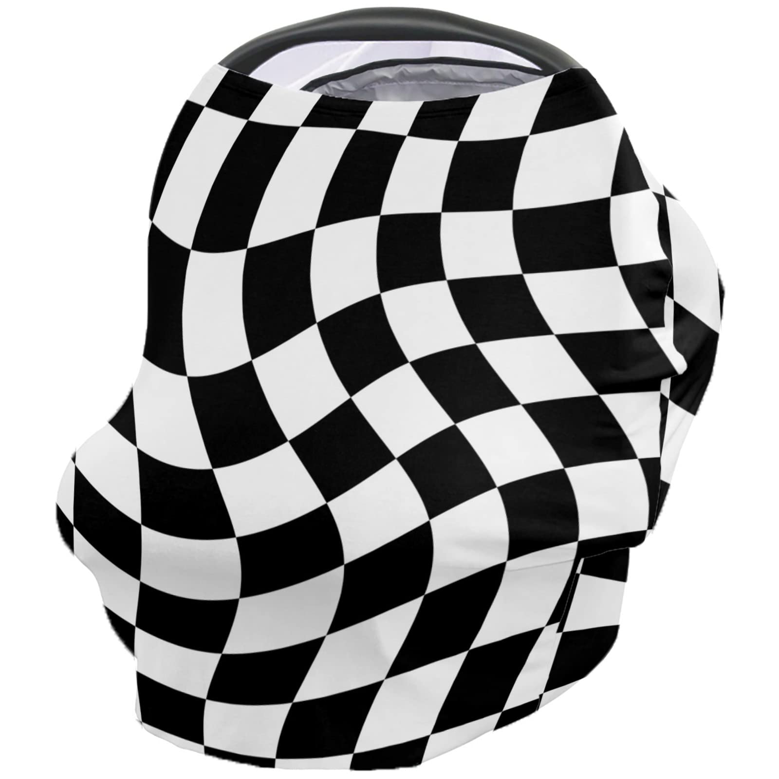 Nursing Cover for Breastfeeding Scarf, Modern Black White Geometric Art Abstract Baby Car Covers Super Soft Multi Use for Canopy Shopping Cart Cover Blanket Stroller Cover