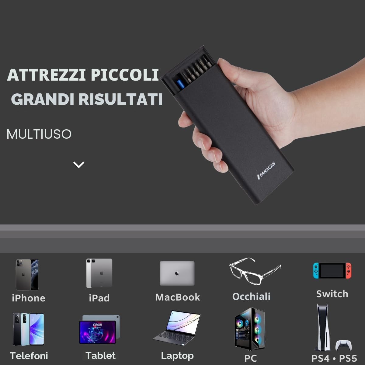FANACAN Set Cacciaviti Precisione,Kit professionali con Cacciaviti Torx -Mini Cacciavite Ripara Occhiali, iPhone, iPad, Switch, PS4, PC, Macbook,orologiaio