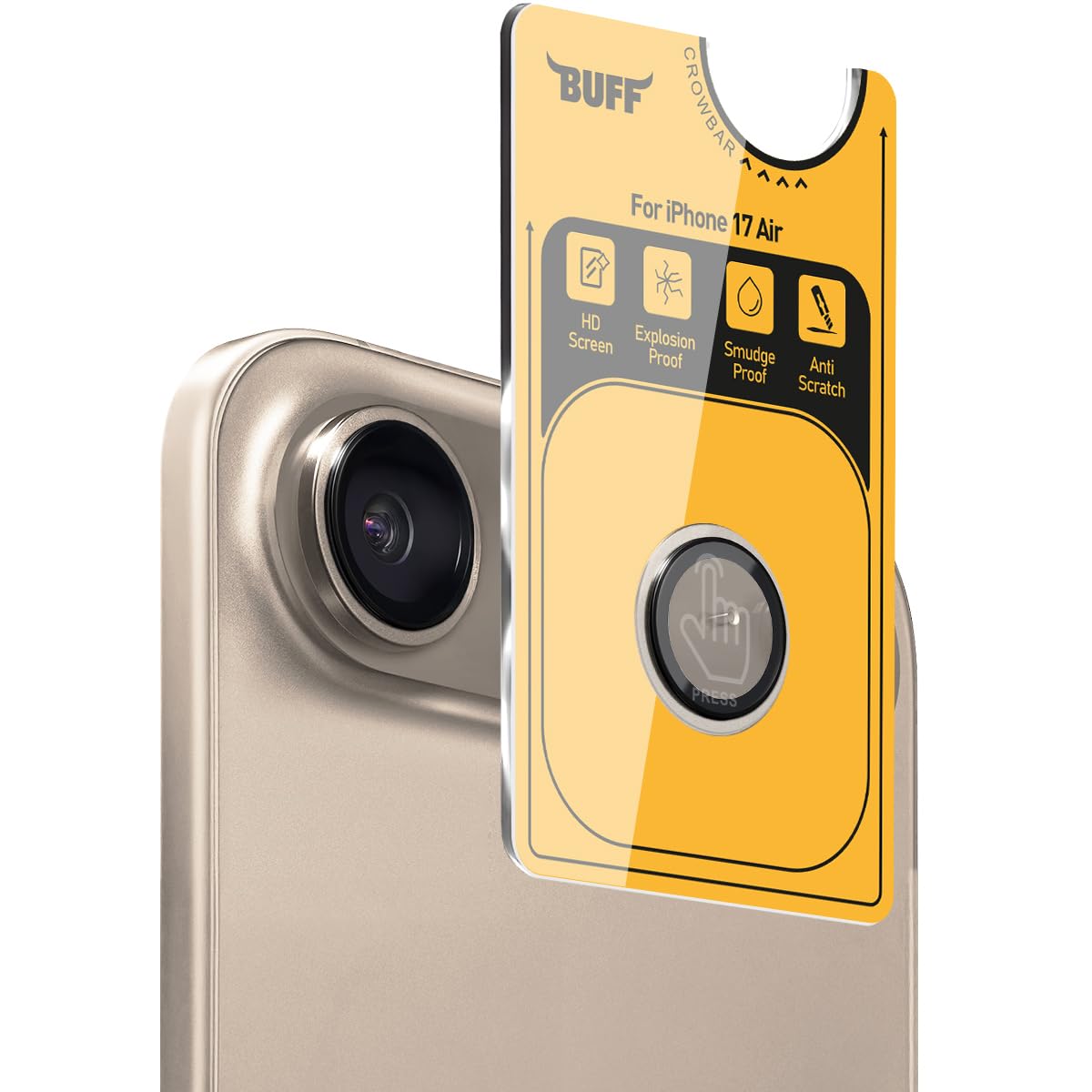 BUFF LABS iPhone Air ile Uyumlu Metal 9H Kamera Lens Koruyucu (Altın Rengi)
