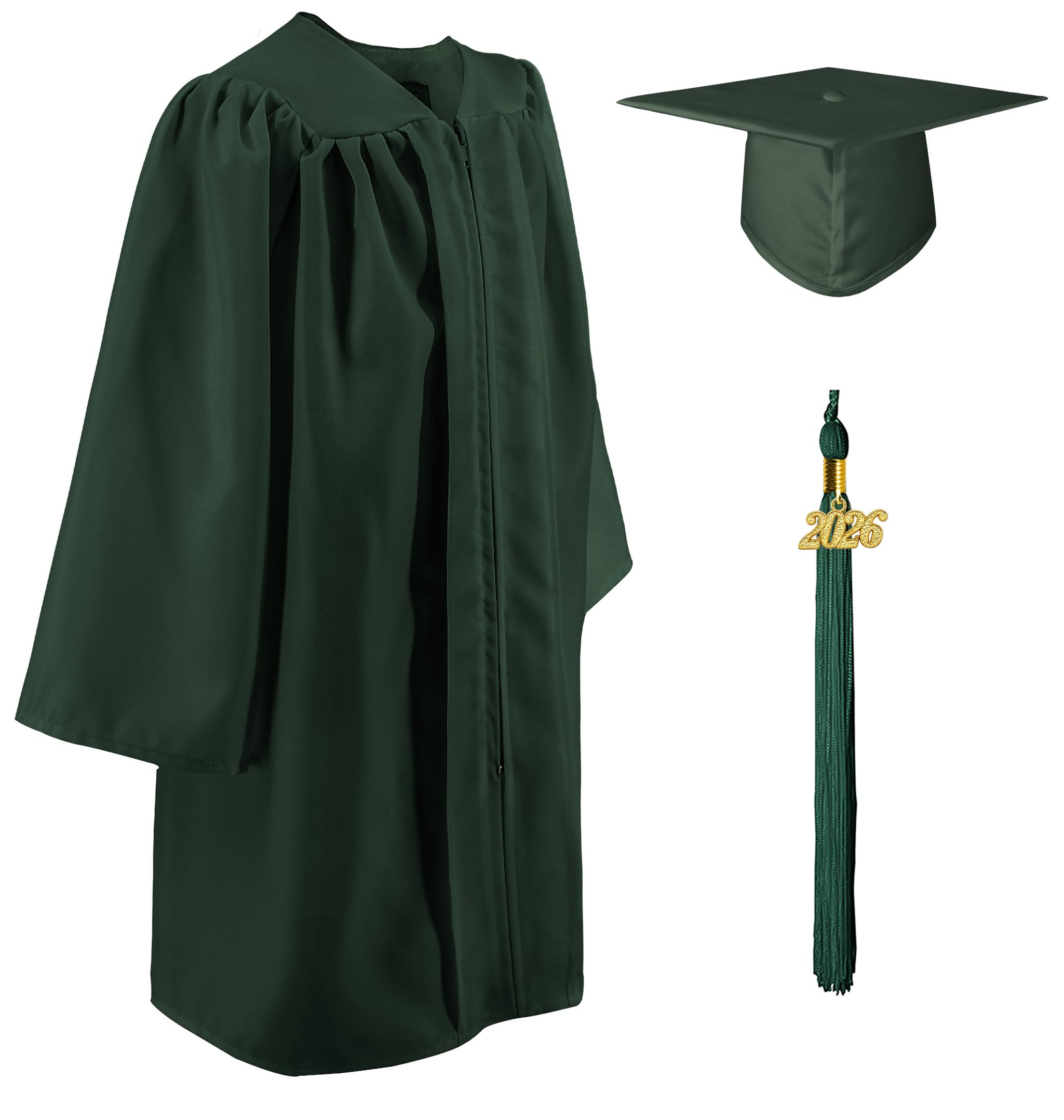 GraduatePro Kids Graduation Cap and Gown with 2026 Tassel Child Nursery Preschool Kindergarten Toddler Costume Outfit Set Forest 30=112-130