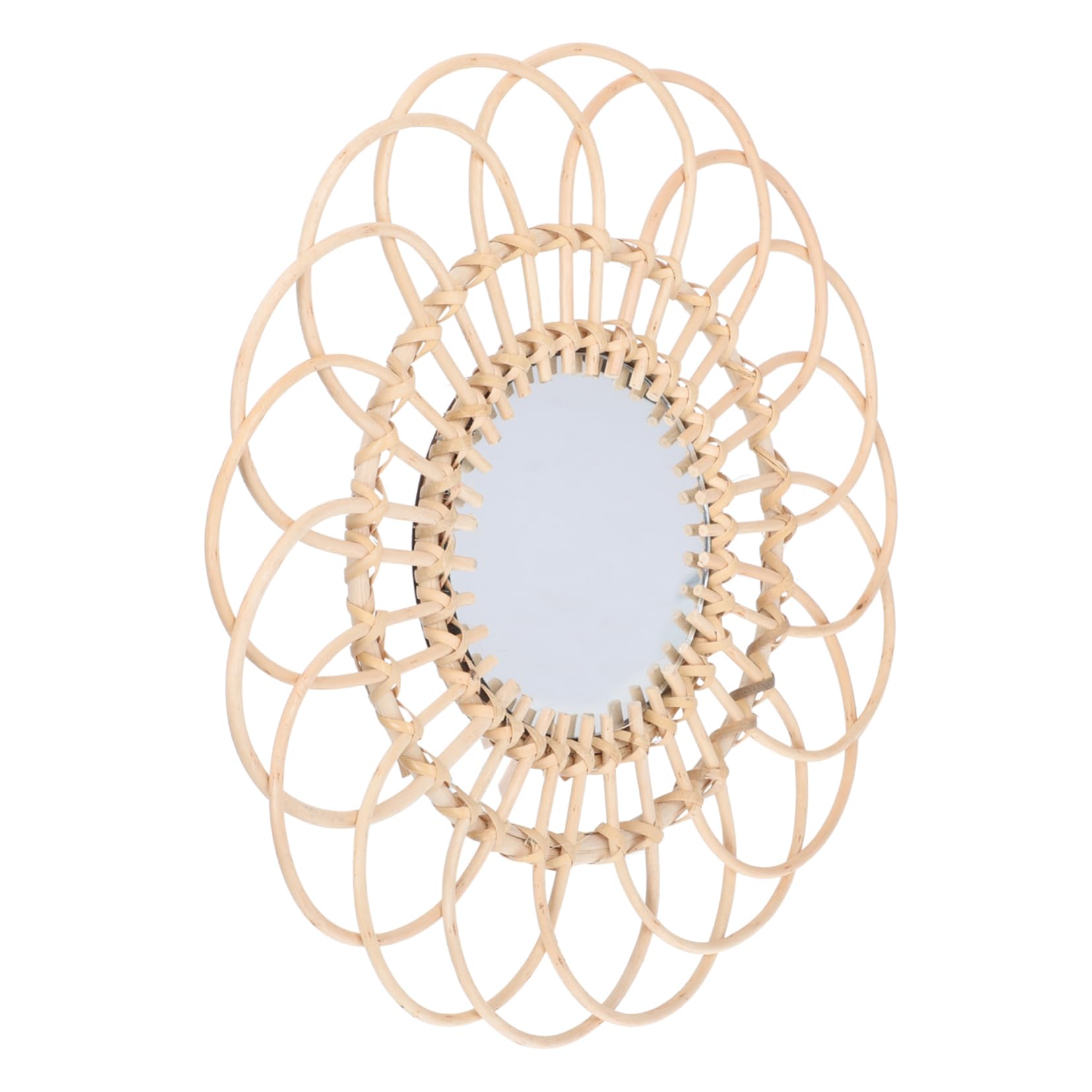 MAGICLULU Miroir Mural en Rotin Tressé Rond Khaki Décoratif Xh21-215