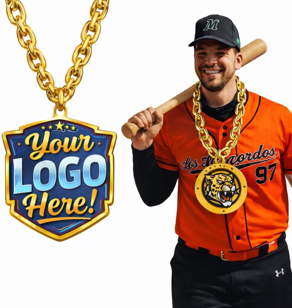 Custom Team Turnover Chain Personalized Championship Hype MVP with Your Logo Football Touchdown, Lacrosse Goal, Baseball Home Run, Player of the Game Award, Sideline Celebration, Business, Bulk Bundle Trophy Necklace