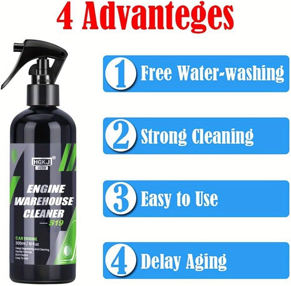 Engine Bay Cleaner Engine Shine Protector and Detailer Decontamination Deep Degreasing Compartment Heavy Oil Dust Car Cleaning Product (300ML*3)