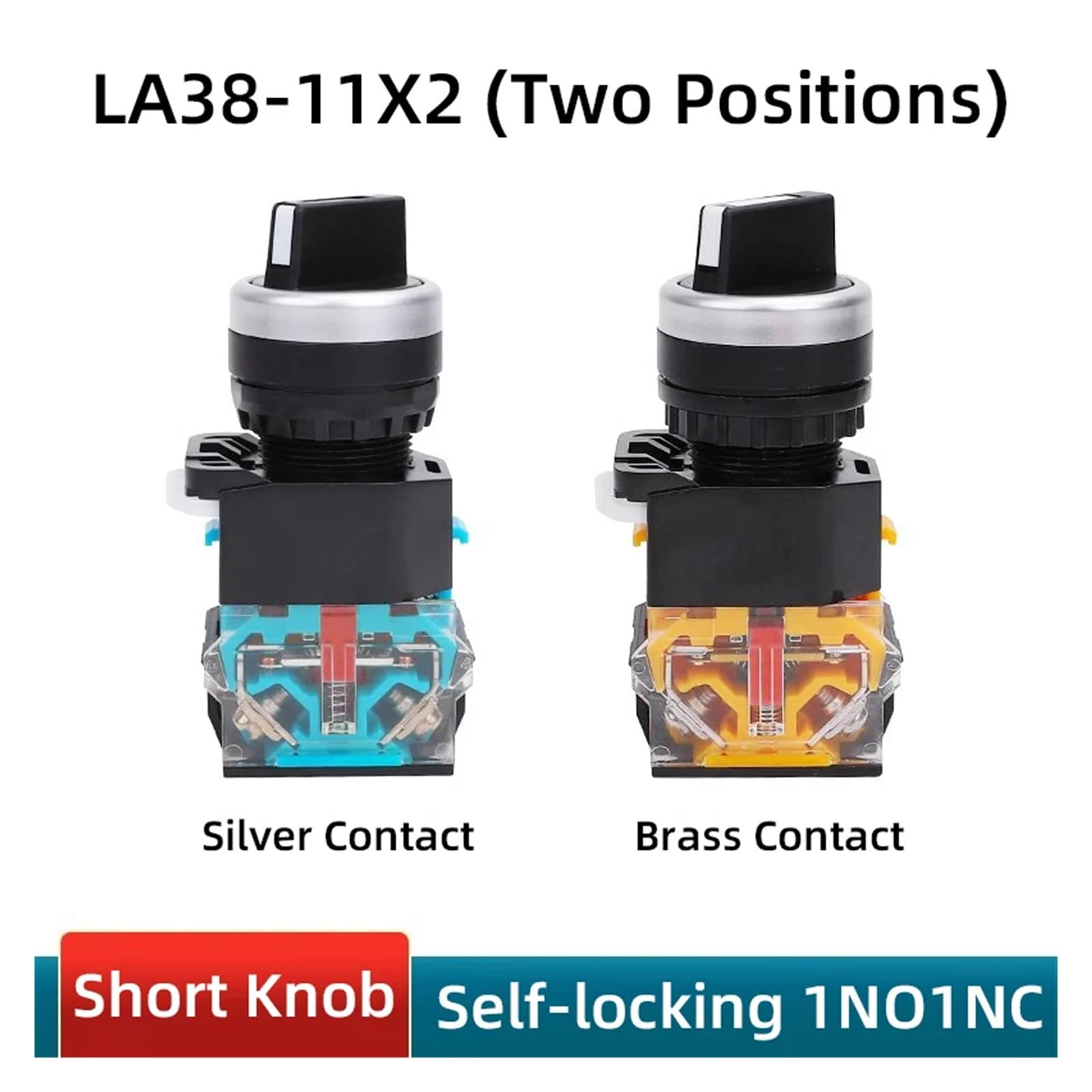 Przełącznik obrotu， 10 szt. LA38-11X2 Przycisk 22 mm Wybór 2P 3P1NO1NC 2NC(2p Lock 1no1nc)