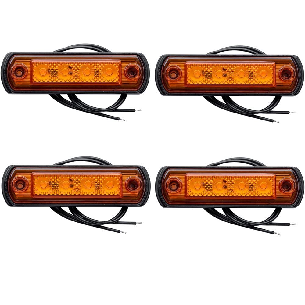 Kit de 4 feux de gabarit LED LD 676 12-24V E9 position latérale lampes avec câbles montage universel rapide usage routier pour remorque camion machine agricole util