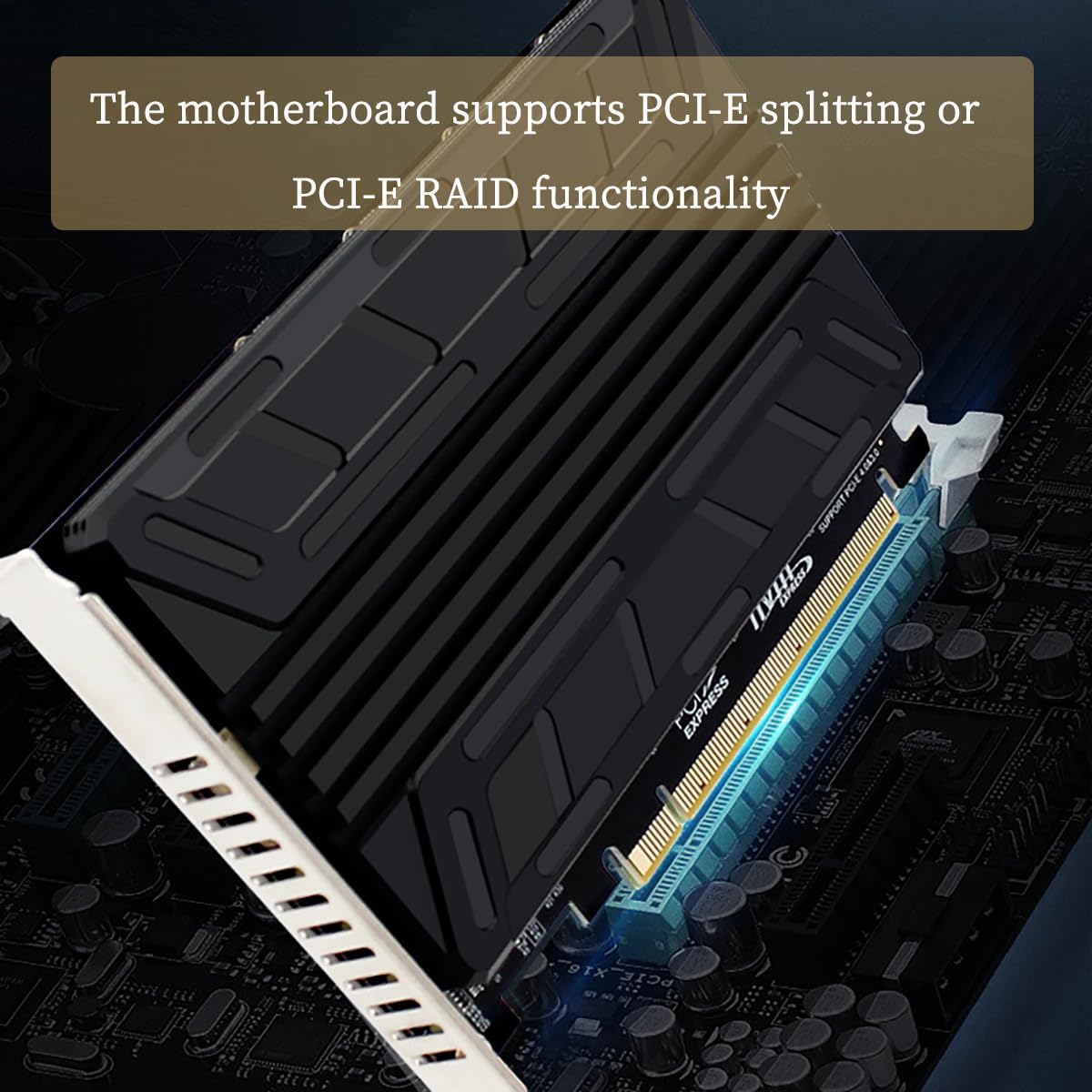 PH44C 4-Port M.2 NVMe M Key SSD to PCI-e 4.0 3.0 x16 Expansion Card,Quad NVMe PCIe Adapter Motherboard PCIE Splitting Card with Heatsink for M.2 NVMe 2230 2242 2260 2280 SSD