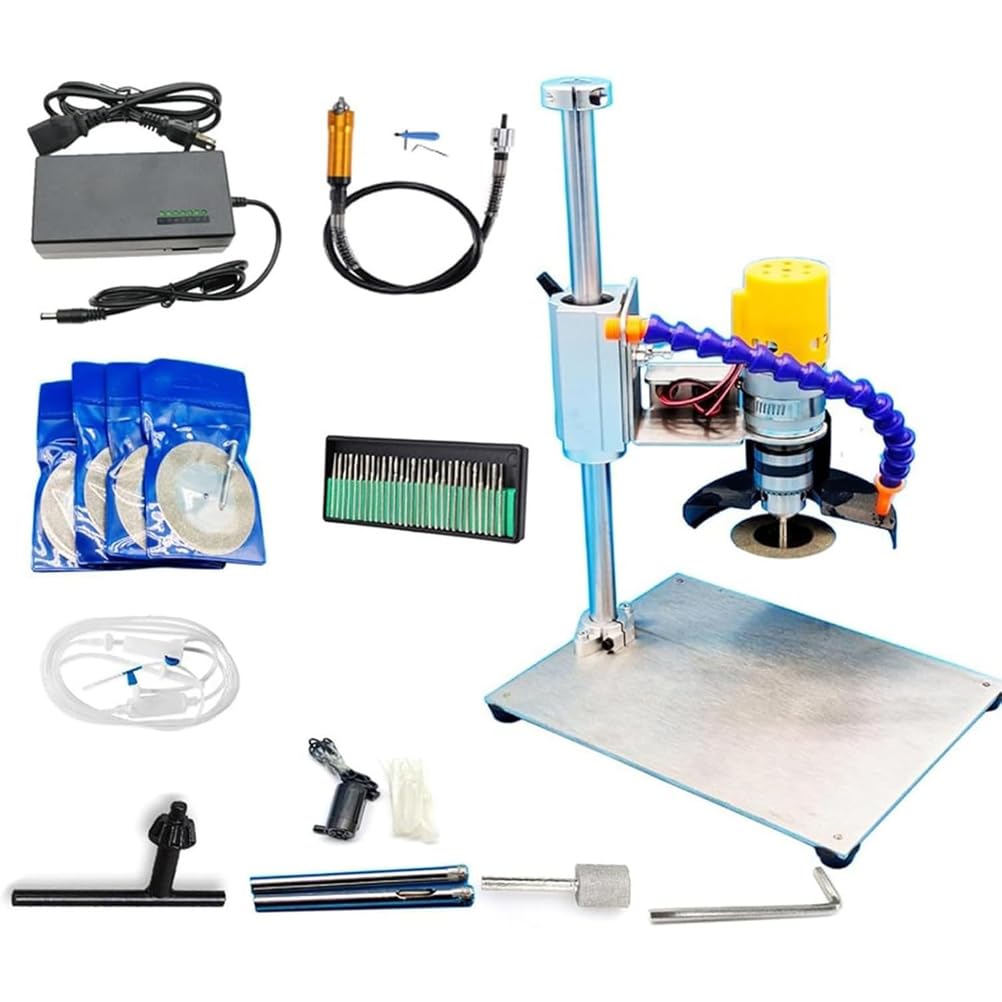 Cortador Eléctrico De Botellas De Vidrio, Máquina Multifuncional con Todos Los Accesorios, Velocidad Ajustable 3000 A 6000 RPM Y 7 Velocidades, Cabezal Corte Ajustable para Vidrio Irregular