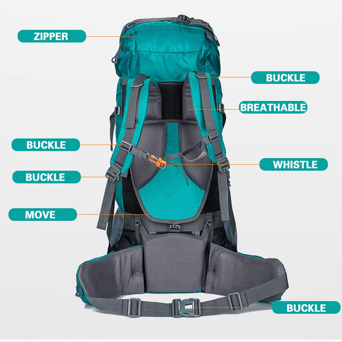 Wanderrucksack 80L Großer Outdoor-Rucksack wasserdichte Reisetaschen Camping Wandern Damen Kletterrucksack Herren Sporttasche