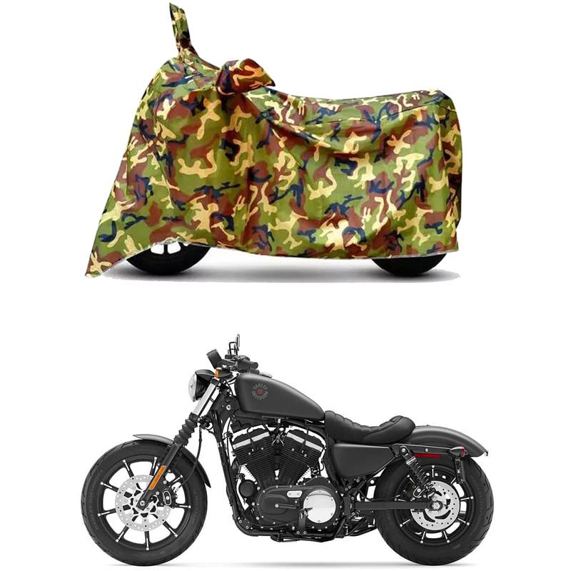 Image of Waterproof 100% PVC Coated Bike Scooty Two Wheeler Body Cover Compatible for Harley Davidson Iron 883 STD /UV-Rays /Heat Protection /Birds Dropping /Scratchproof /Dust Proof [6X6 Jungle Print]