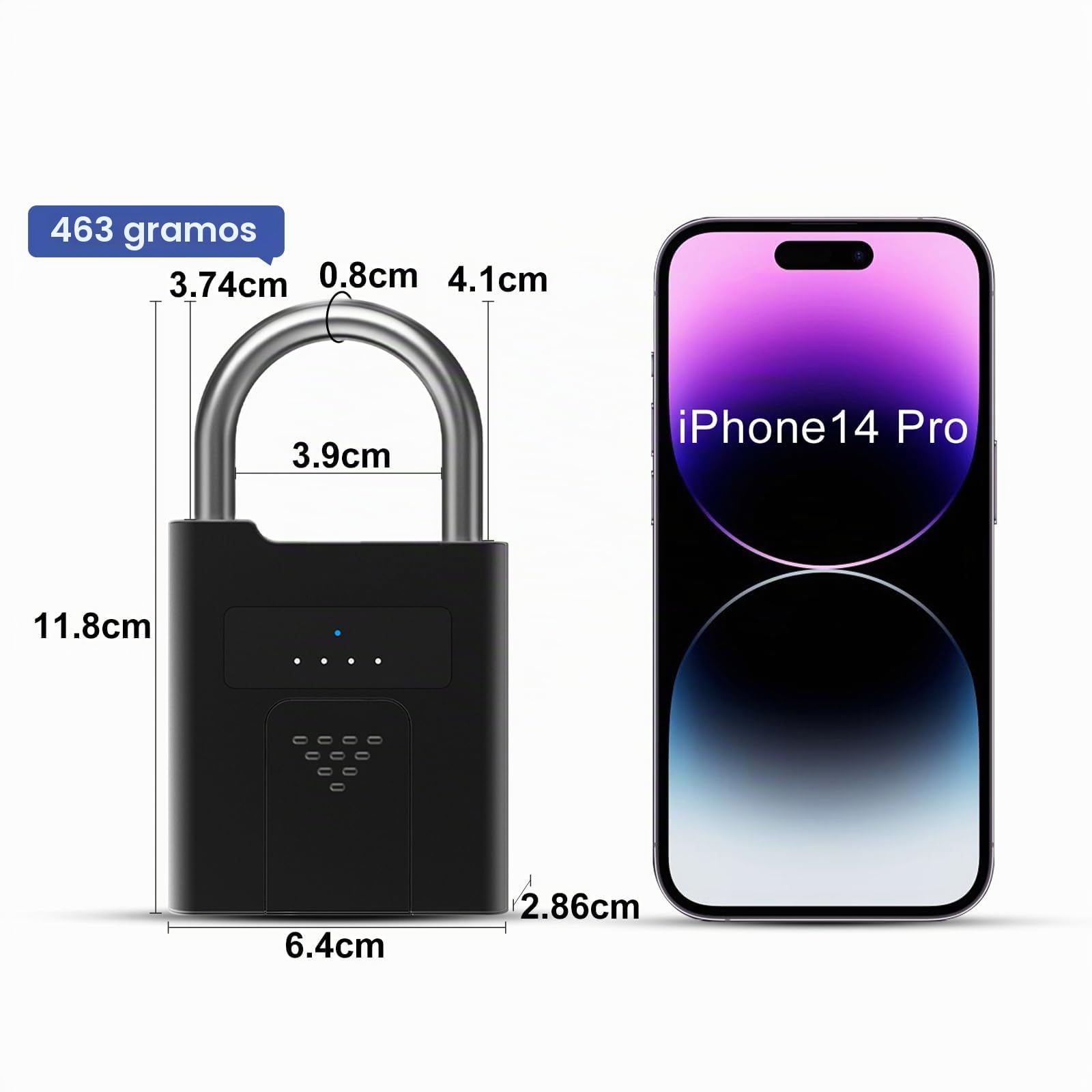 Candado con llave eLinkSmart para huellas dactilares, resistente al agua, a prueba de golpes, con gestión de usuarios, candado uniforme, para exteriores, batería de 500 mAh, dura mucho tiempo