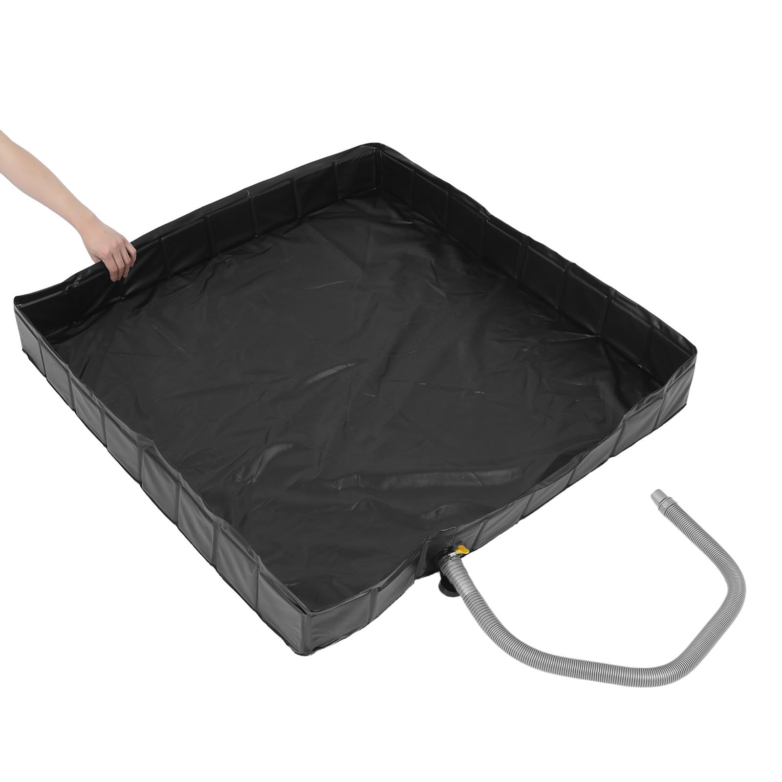Plato de Ducha Plegable con Base y Tubo de desagüe Desmontable para Camping y Ducha en jardín, Material PVC+PP, diseño ahorrador de Espacio, Adecuado para Uso en Exteriores y pies