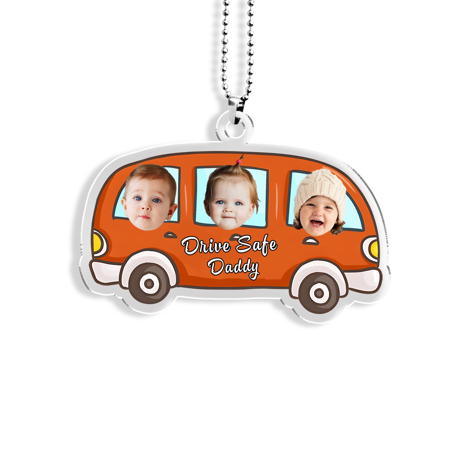 Colgante para Espejo Retrovisor de Coche, Regalos del día del Padre, Colgante de Coche con Fotos Divertidas Personalizadas, Primer Regalo de Decoración de Coche para Papá, Dec Interior del Coche