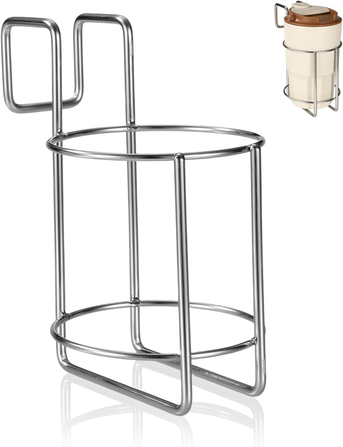 Cup Holder for Bed, 3.6x3.6x6in Metal Premium Bedside Cup Holder Practical Water Bottle Accessory Suitable for Car Dormitory Bunk Bed (Silver)