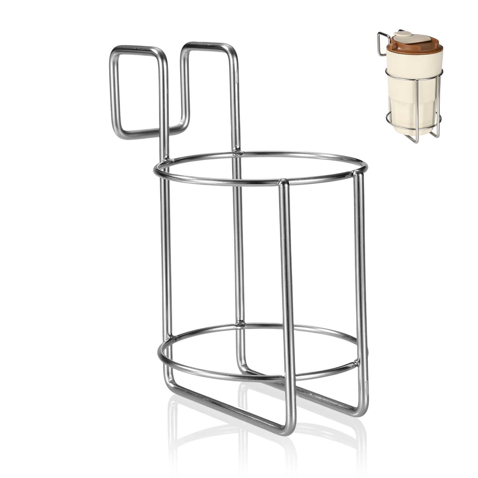 Portabicchieri Letto, 9,2x9,2x15,2cm Metallo Alta Qualità Portabicchieri Pratico Accessorio Bottiglie d'Acqua Adatto per Letti Castello Auto Dormitorio (Argento)
