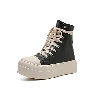ATBELL White Fashion Sneakers for Women Suede Leather High