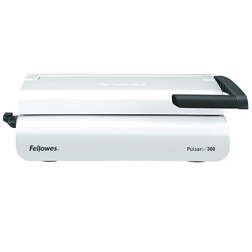 Fellowes Binding Machine for Small Office - Pulsar+ 22-Hole, 300 Sheet Manual Paper Punch Comb Binder Machine with Starter Kit 10 Comb Bindings - Ideal for Office Use - White/Grey