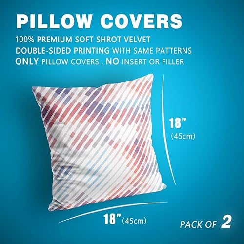Miniatura 2 de Juego de 2 fundas de almohada decorativas modernas y coloridas a rayas de 18 x 18 pulgadas, fundas de cojín cuadradas abstractas neutrales para