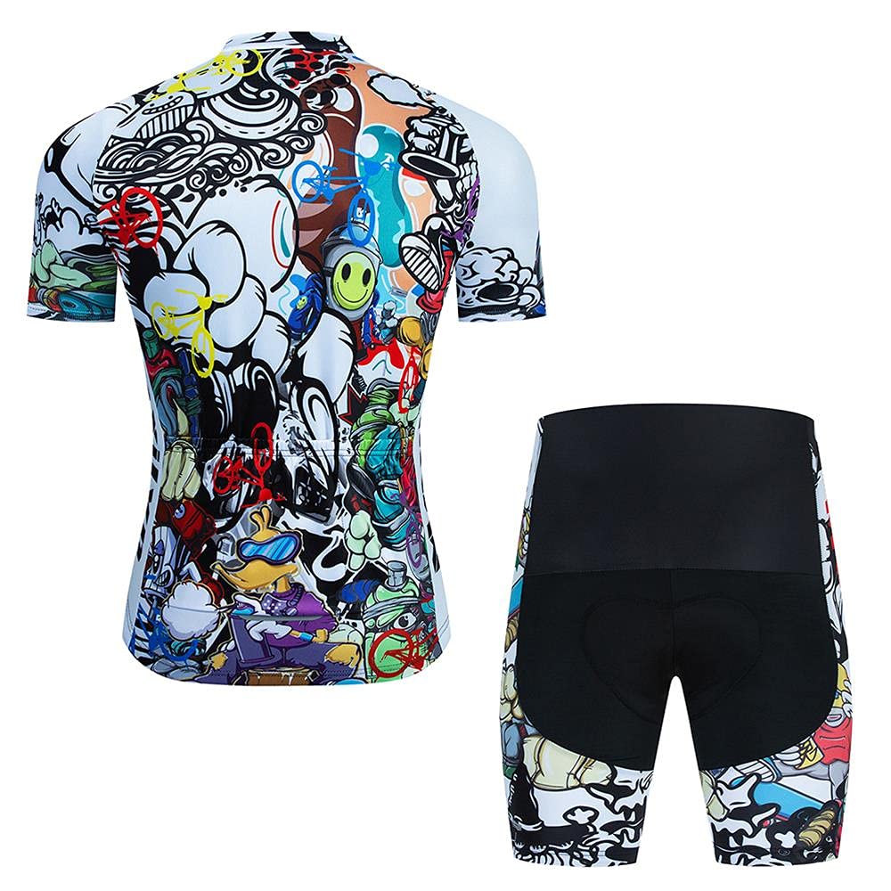 Hombres Jersey + Pantalones Cortos Mangas Cortas de Ciclismo Ropa Maillot Transpirable para Deportes al Aire Libre Ciclo Bicicleta