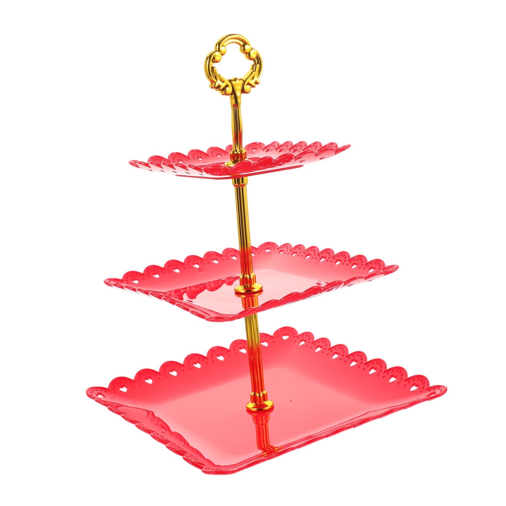 OFFSCH Dessert Wedding Cake Stand 3 Tier Cupcake Holder 3 Tier Serving Tray Snacks Serving Plates Rustic Cupcake Stand Candy Appetizer Tray Cupcake Abs Red re-usable