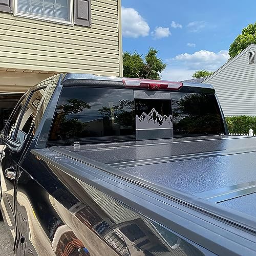 Image of Xinghe for Chevy Silverado GMC Sierra, Rear Middle Window American Flag Decals Stickers (Matte Black Only Mountain, for 2004-2018 Sierra Silverado)