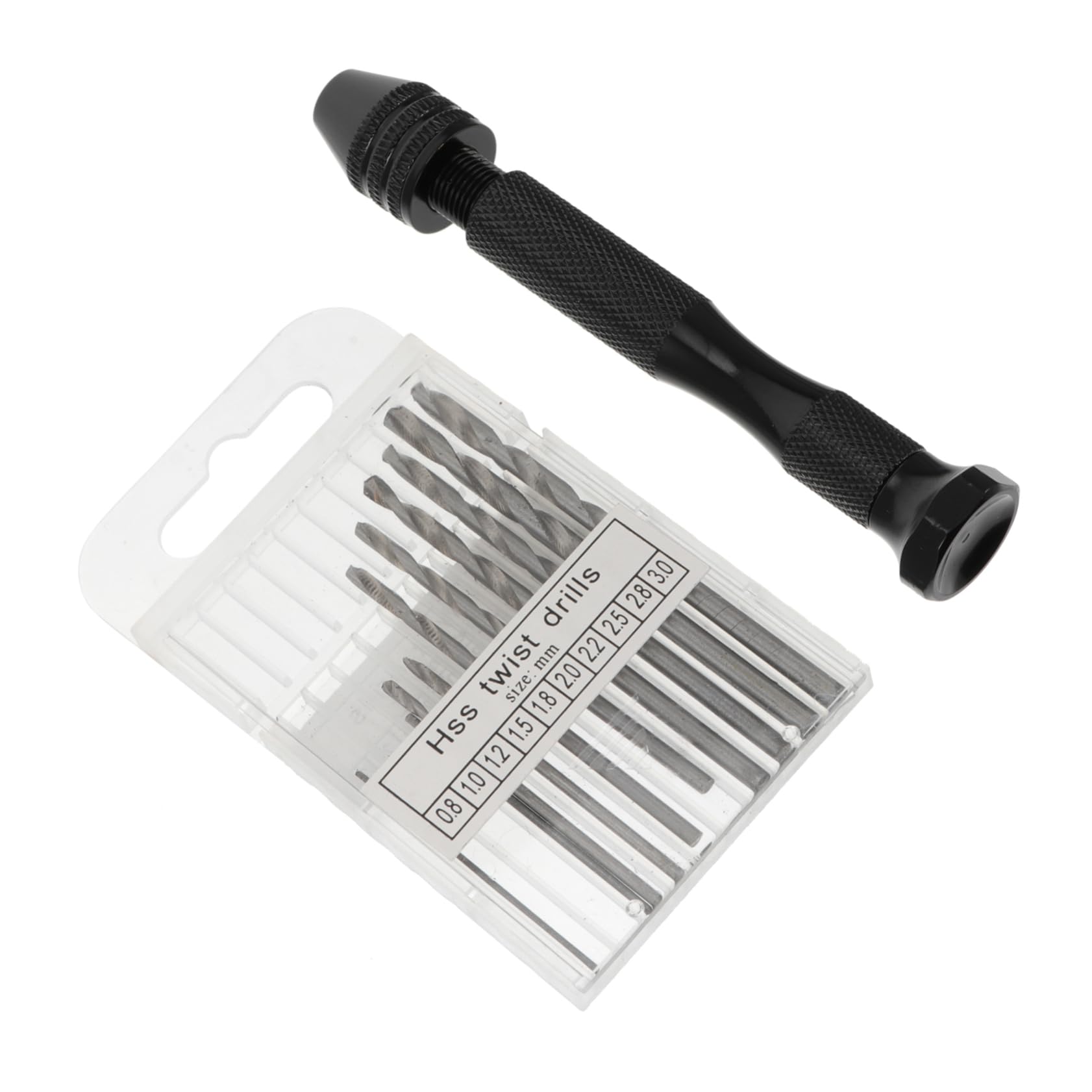IWOWHERO Pin Vise Hand Drill Bits Set 11 Pcs Precision Hand Drill Compact Manual Hand Spiral Drill for Jewelery