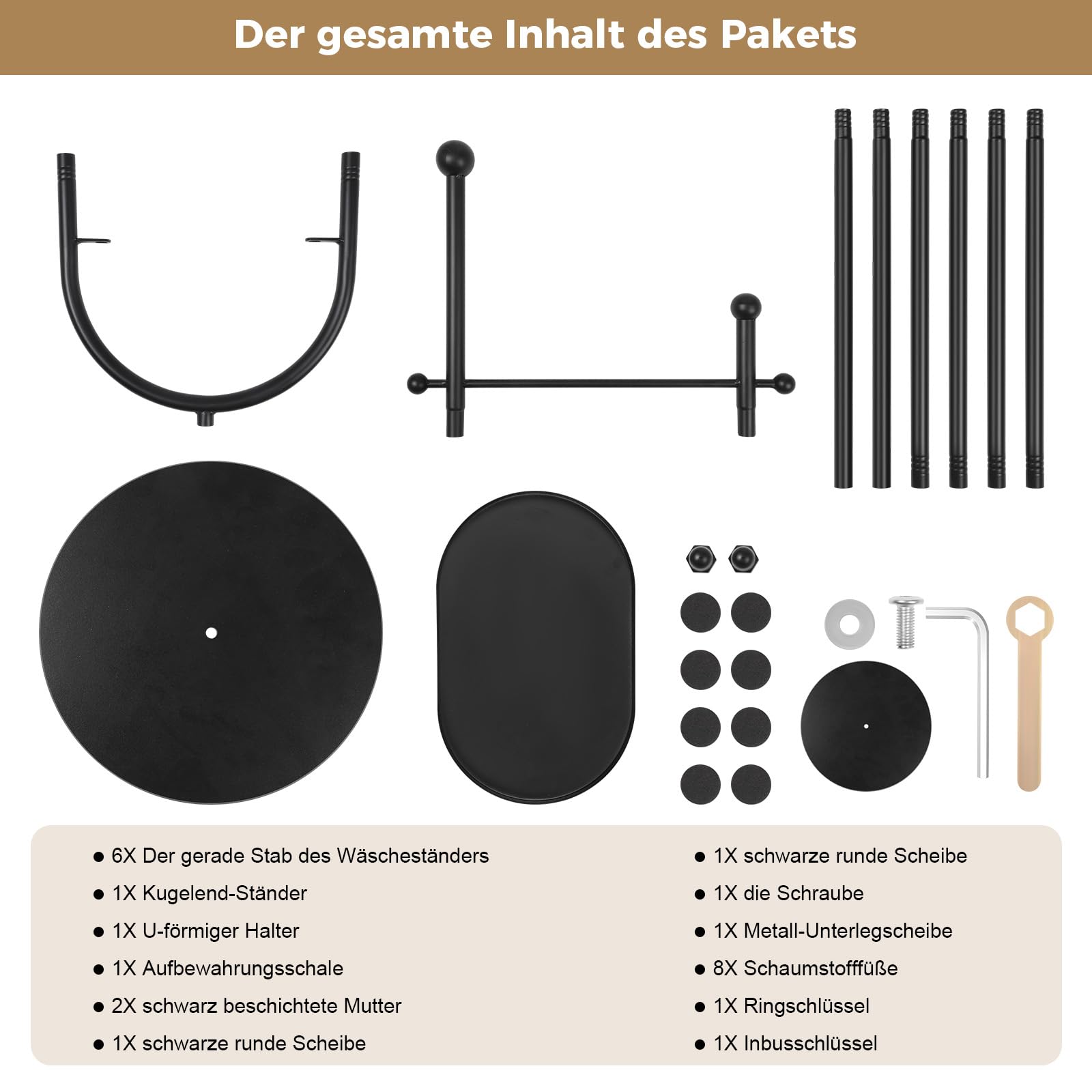 Garderobenständer, Kleiderständer Jackenständer, Kleiderstange mit Ablagen
