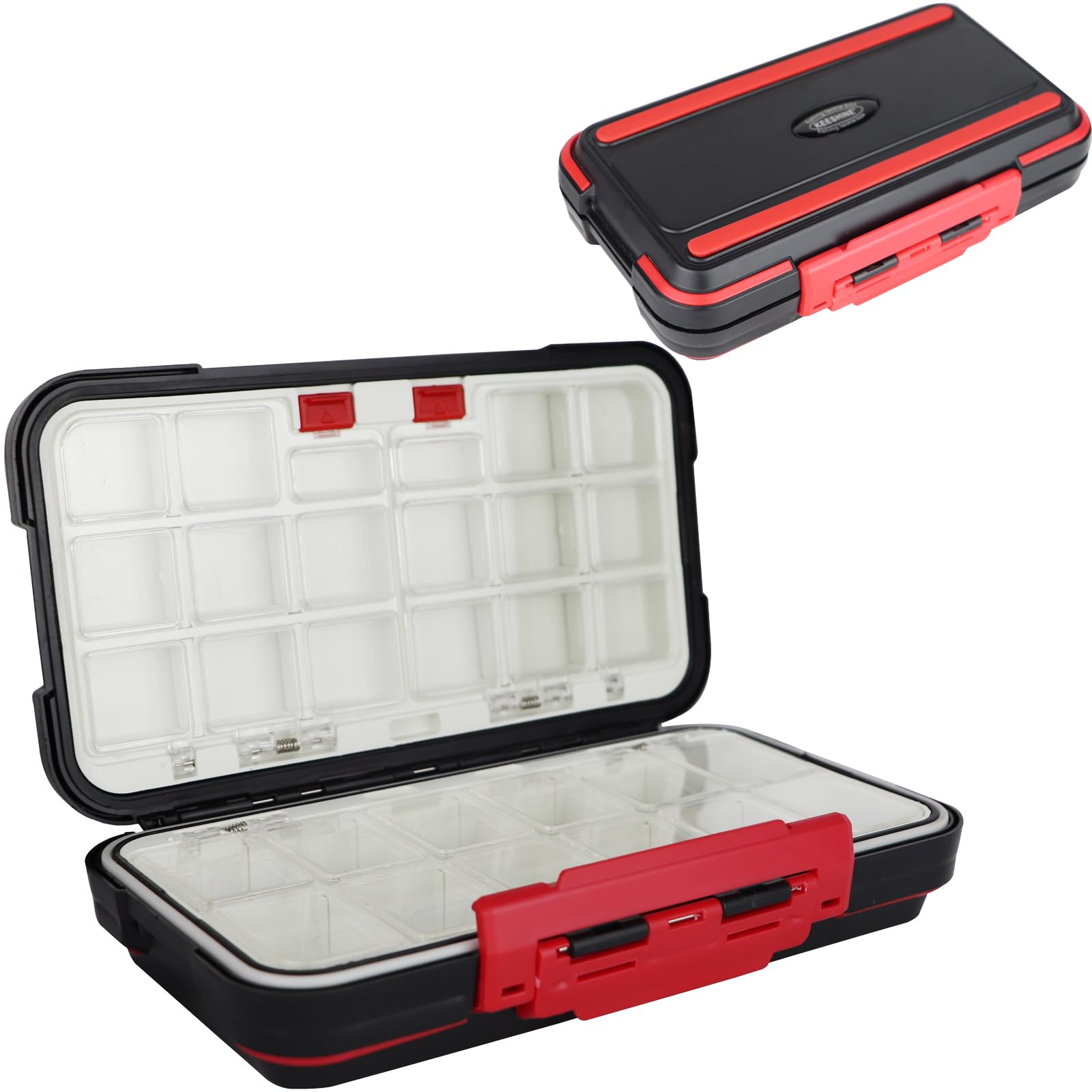 small tackle box, mini waterproof fishing tackle box organizer, double sided organizer travel box(L Black)