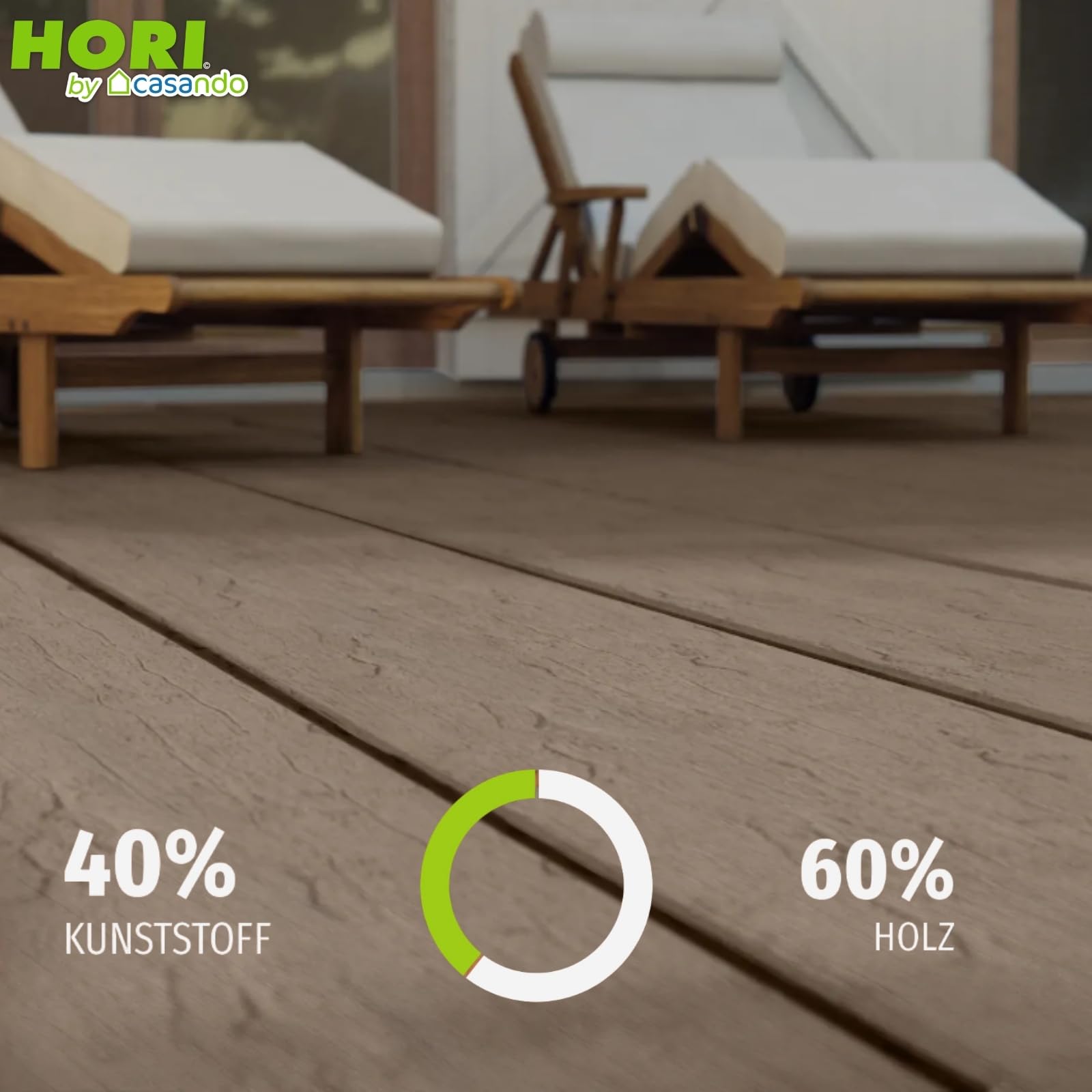 HORI WPC Terrassendielen Komplettset Treibholz Massivdiele XXL, inkl. 28x50 mm Unterkonstruktion & Clips, pflegeleicht & UV-beständig WPC Terrasse