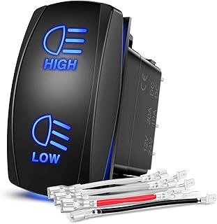 Nilight High Low Beam Headlights Rocker Switch Toggle On Off On Switch DPDT 7Pin 12V 24V High/Low Switch Jumper Wires for Cars Trucks Caravans Trailer Tractor RV SUV ATV UTV,2 Years Warranty