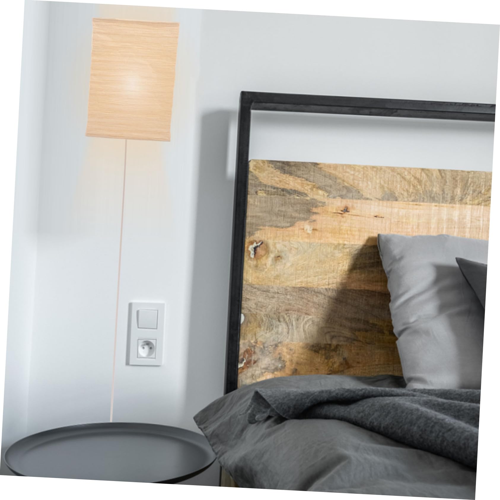 Applique da Parete Nordica in Carta e Ferro Marrone E14 | Effetto Luce Accogliente, Facile da Installare, per Hotel e Camera da Letto