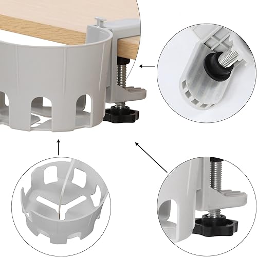 Miniatura 7 de Home Queen Soporte de escritorio para bebidas, soporte para tazas de mesa con clip para bebidas, latas, tazas y tazas de café, con diseño