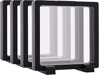 4PCS Set 3D Floating Display Case Black 4.3x4.3x0.8” Challenge Coin Display Stands for AA Medallions