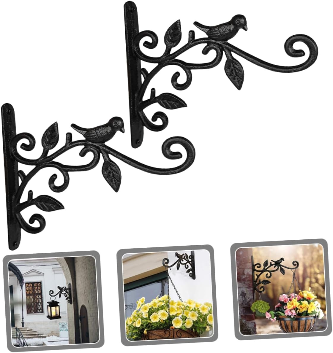 2pcs Decorative Iron Flower Basket Holder Wall Mount Planter Hooks for Safe Plant Hanger