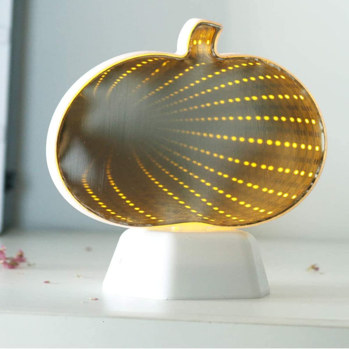 QQY LED Night Lamp, Tunnel Light 3D Infinity Mirror Light Cute Heart Wall Decor Lights for Christmas Party Room Wedding Decor (Pumpkin)