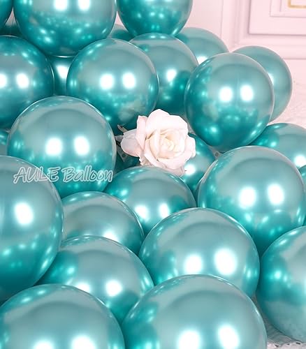 Miniatura 3 de AULE Globos verdes metálicos de 5 pulgadas, 50 globos de látex verde, cromado, helio, brillante, grueso, decoración perfecta para fiestas, bodas,