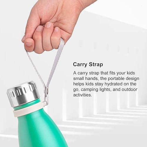 Miniatura 2 de koodee Botella de agua pequeña de acero inoxidable de 9 onzas, doble pared aislada al vacío, para la escuela, a prueba de fugas, sin BPA (azul