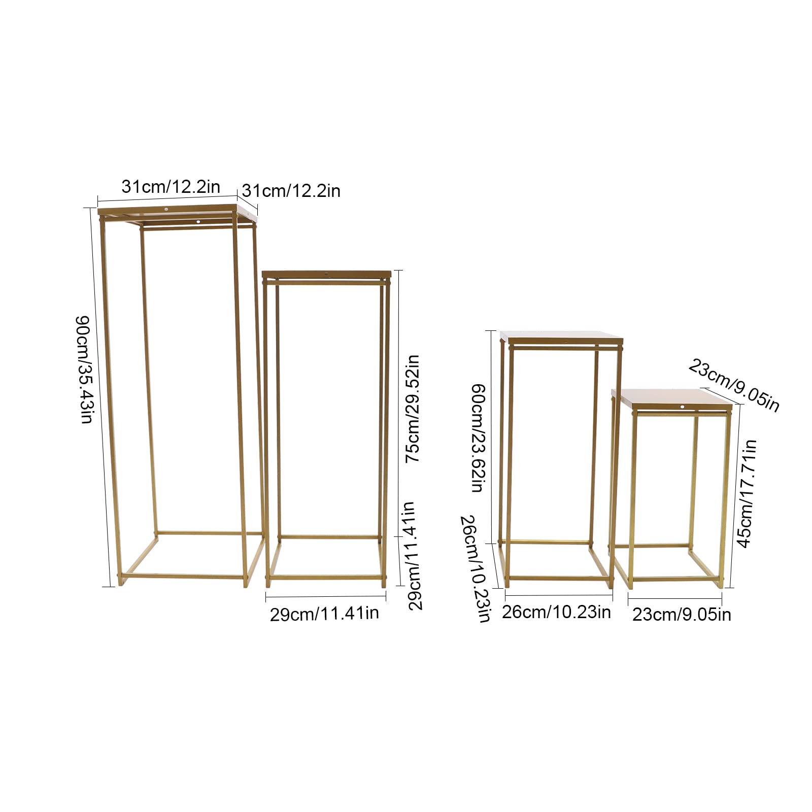 Set di 4 supporti per fiori dorati in metallo – Elegante porta fiori per matrimoni, feste e occasioni festive – Ideale come decorazione da tavolo per feste di Natale e anniversari